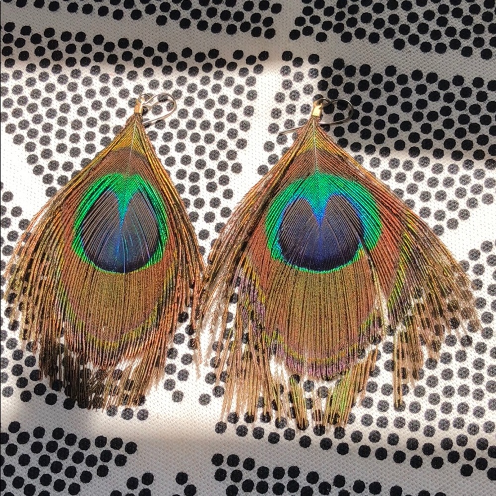 Peacock feathers earrings